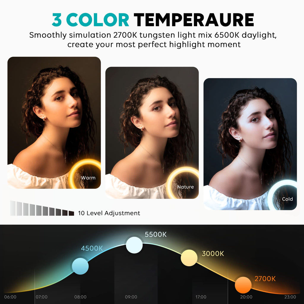 Weilisi 10" Ring Light with Stand 72'' Tall & Phone Holder,38 Color Modes Selfie Light with Tripod Stand,Stepless Dimmable/Speed LED Ring Light for iPhone & Android,YouTube, Makeup,TIK Tok