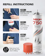 NEON Butane Fuel 750ml, 11X Ultra Refined 0 Impurities Butane Refill, Premium Universal Lighter Fluid with Metal Nozzle and 3 Butane Gas Refill Adapters for Refillable Lighters and Torches, 1 Can