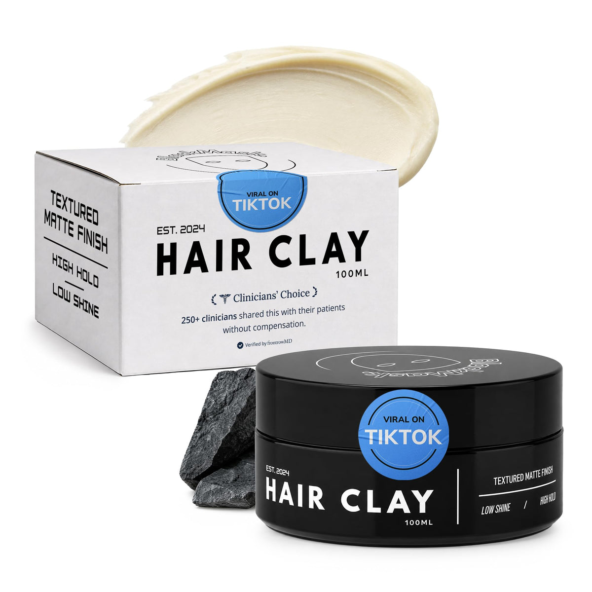 BlackMask Hair Clay for Men, Strong Hold Hair Styling Clay, 3.52oz (1 Pack)