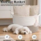 HZFTJOY Large Woven Blanket Basket,65L Cotton Rope Laundry Basket