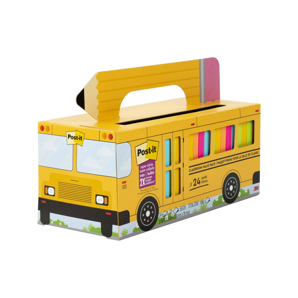 Post-it Super Sticky Notes, 3 x 3 in, Assorted Brights, 24 Pads