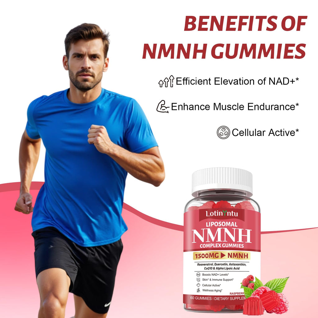 2Pack 1500MG Liposomal NMN Supplement NMNH Gummies-NAD Supplement to Boost NAD+, Nicotinamide Riboside ＆ Quercetin,Improve Energy Levels ＆ Enhance Endurance, Blend for Cellular Energy & Repair Support