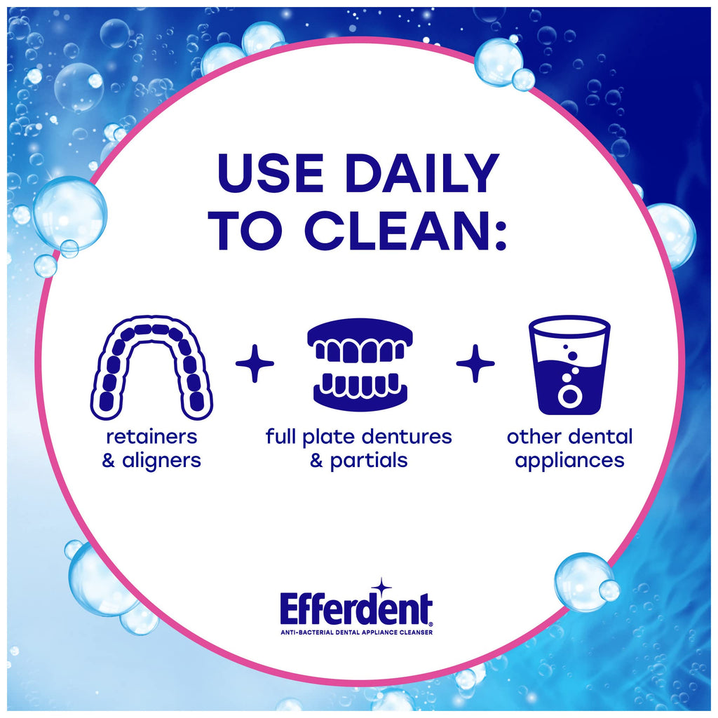 Efferdent Denture Cleaner Tablets – Dental Appliances, Aligners, Mouth Guard, and Retainer Cleaner Tablets, Complete Clean, 126 Count