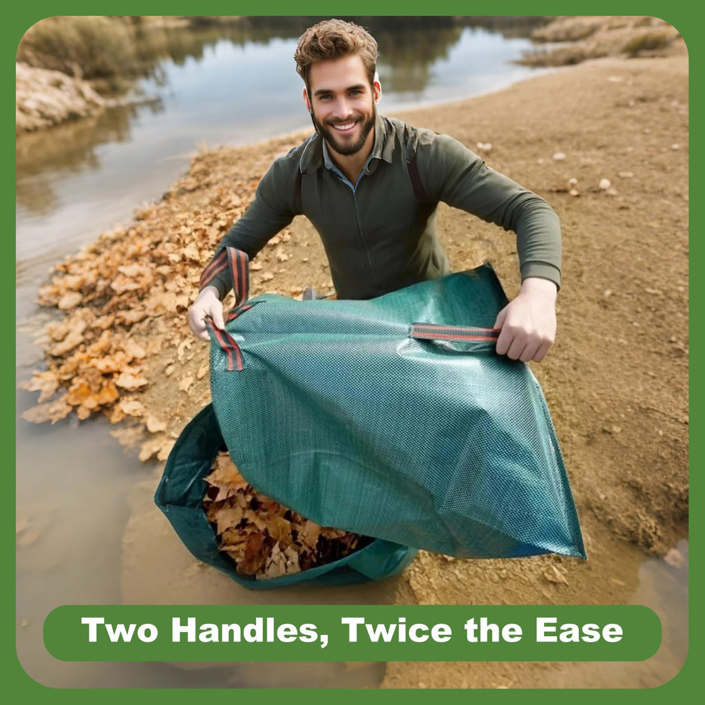 4Pack 40 Gallon Dustpan Type Lawn Bags Reusable Collapsible Heavy Duty Leaf Bags Yard Waste bags Collecting Leaves Lawn Grass Branches