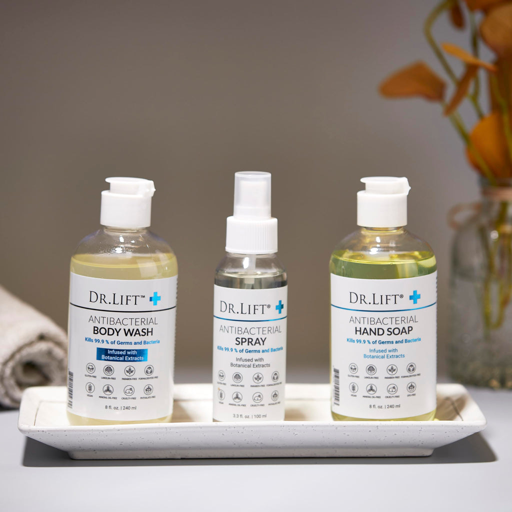 DR. LIFT Antibacterial Body Wash, 8 oz (3-Pack) - Gentle & Effective Shower Gel - Made in America