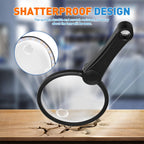 NUEYiO 5.2 Inch Large Rechargeable Magnifier with Light, 30X 40X 60X Handheld Magnifying Glass with 49 Anti-Flicker LED Light, Third Gear Dimming Strongest Lighted Magnifier for Seniors Reading Coins