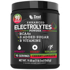 Zeal Electrolyte Powder - 90 Servings | Keto Electrolytes Powder | Zero Sugar, BCAAs, B-Vitamins | Potassium, Zinc, Magnesium | Hydration Powder Recovery Drink | Cherry Limeade