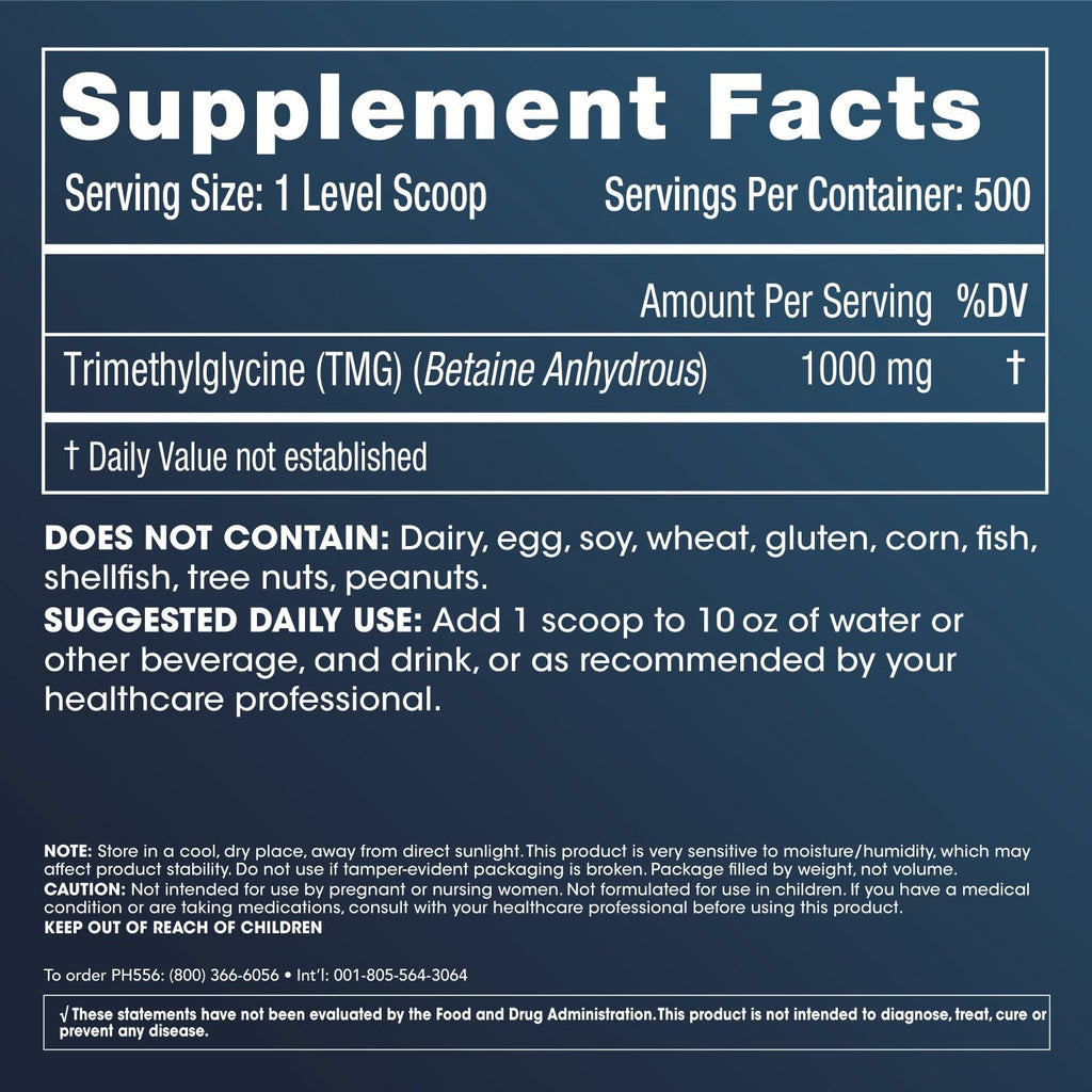 ProHealth Longevity TMG Pro 1 Kilo Bulk Powder (Trimethylglycine - Betaine Anhydrous) - Methylation Support