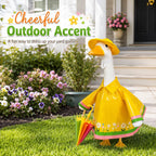 Metyond 3 Pcs/Set Raincoat Porch Goose Outfits, Summer Lawn Goose Statue Raincoat Costume, Yard Goose Clothes for 23" H Statue Patio Garden Decoration (Flower, Yellow)