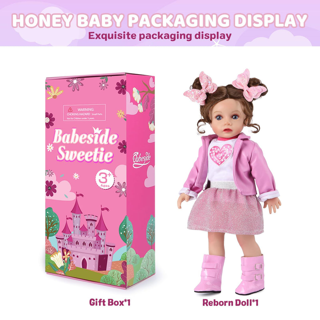 BABESIDE Lifelike Reborn Baby Dolls Dara - 15 Inch Realistic-Newborn Baby Doll Brown Hair Girl Handmade Real Life Toddler Dolls with Clothes and Toy Accessories Gift for Kids Age 3+