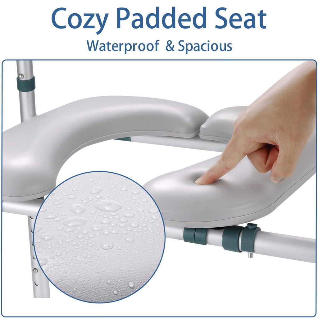 Raised Toilet Seat with Handles, Toilet Seat Riser for Seniors with Adjustable Height & Width, 400lb Cozy Padded Elevated Toilet Seat for Elderly, Handicap and Disabled, Fit Any Toilet