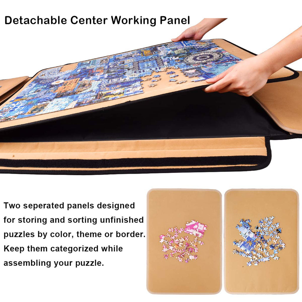 1500 Pieces Jigsaw Puzzle Board, Portable Puzzle Board, 25"×35.43" Jigsaw Puzzle Table Board, Puzzle Keeper Puzzle Caddy with Sorting Trays & Detachable Board,Non-Slip Surface
