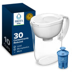 Brita Large 10-Cup Elite Water Filter Pitcher, WQA NSF/ANSI Certified, Reduces 99% of Lead, Microplastics, & 30 Contaminants, BPA-Free, Removes Chlorine Taste & Odor, 1 Filter Included, White