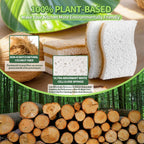 Sponges Kitchen Natural Dish Sponge Plant-Based Biodegradable Compostable Cellulose with Coconut Scrubber Sponge Non Scratch Eco Friendly Kitchen sponges for Kitchen Dishes（Pack of 24）