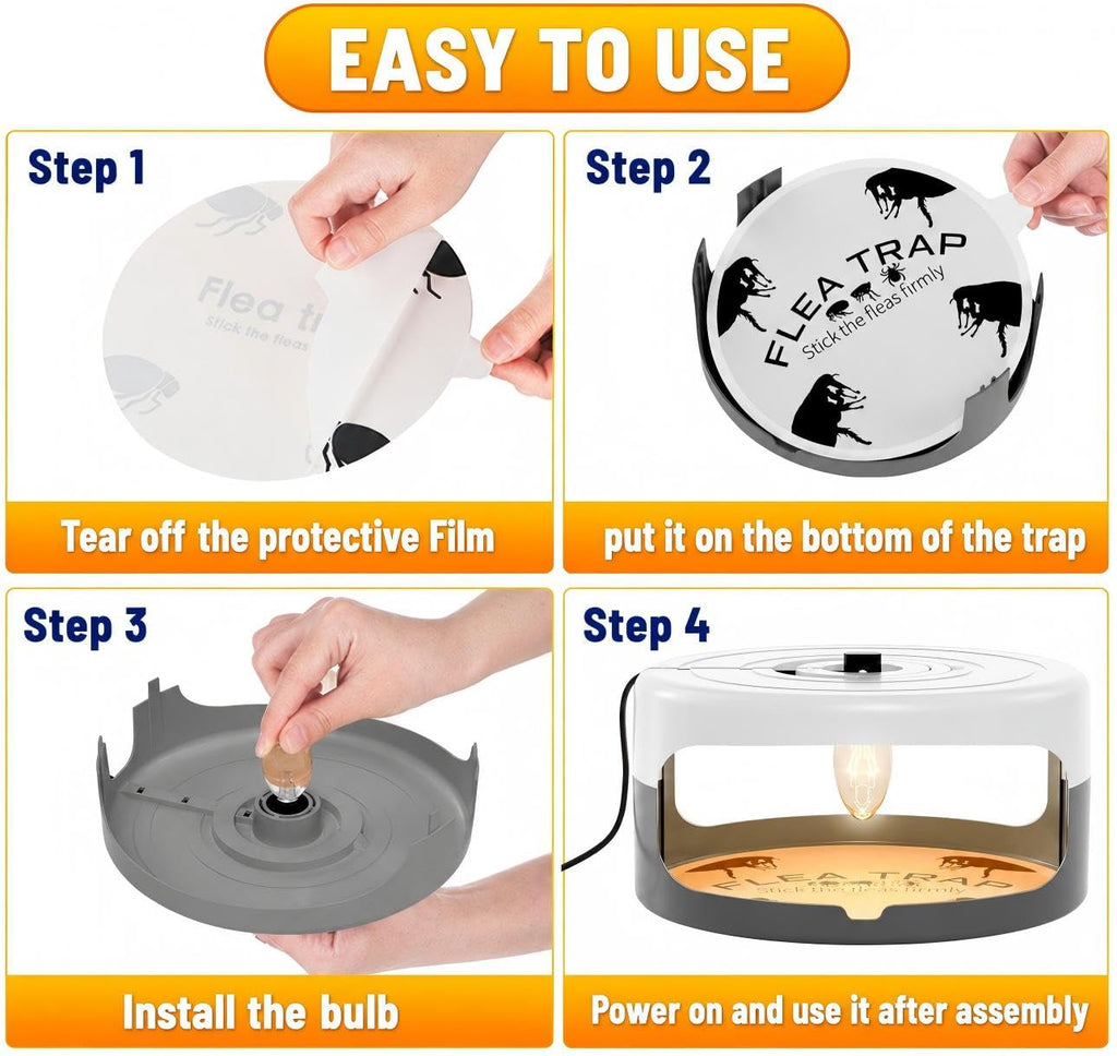 2 Pack Flea Traps for Inside Your Home, Indoor Flea Traps with 8 Sticky Pads, Flea Monitoring Trap for Home, Sticky Insect Catcher for Fleas, Moths & Gnats