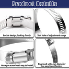 maierke 222PCS 304 Stainless Steel Hose Clamps Assortment Kit,Metal Adjustable 1/4"-2-3/4"(6-70mm) Worm Gear Hose Clamp Small Hose Clamps for Automotive,Radiator Pipe,Plumbing,Fuel Line