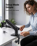 HUANUO FlowLift™ Single Monitor Mount, 13 to 32 Inch Monitor Arm, Adjustable Monitor Stand, Vesa Mount with Clamp and Grommet Base - Fits 4.4 to 19.8lbs LCD Computer Monitors