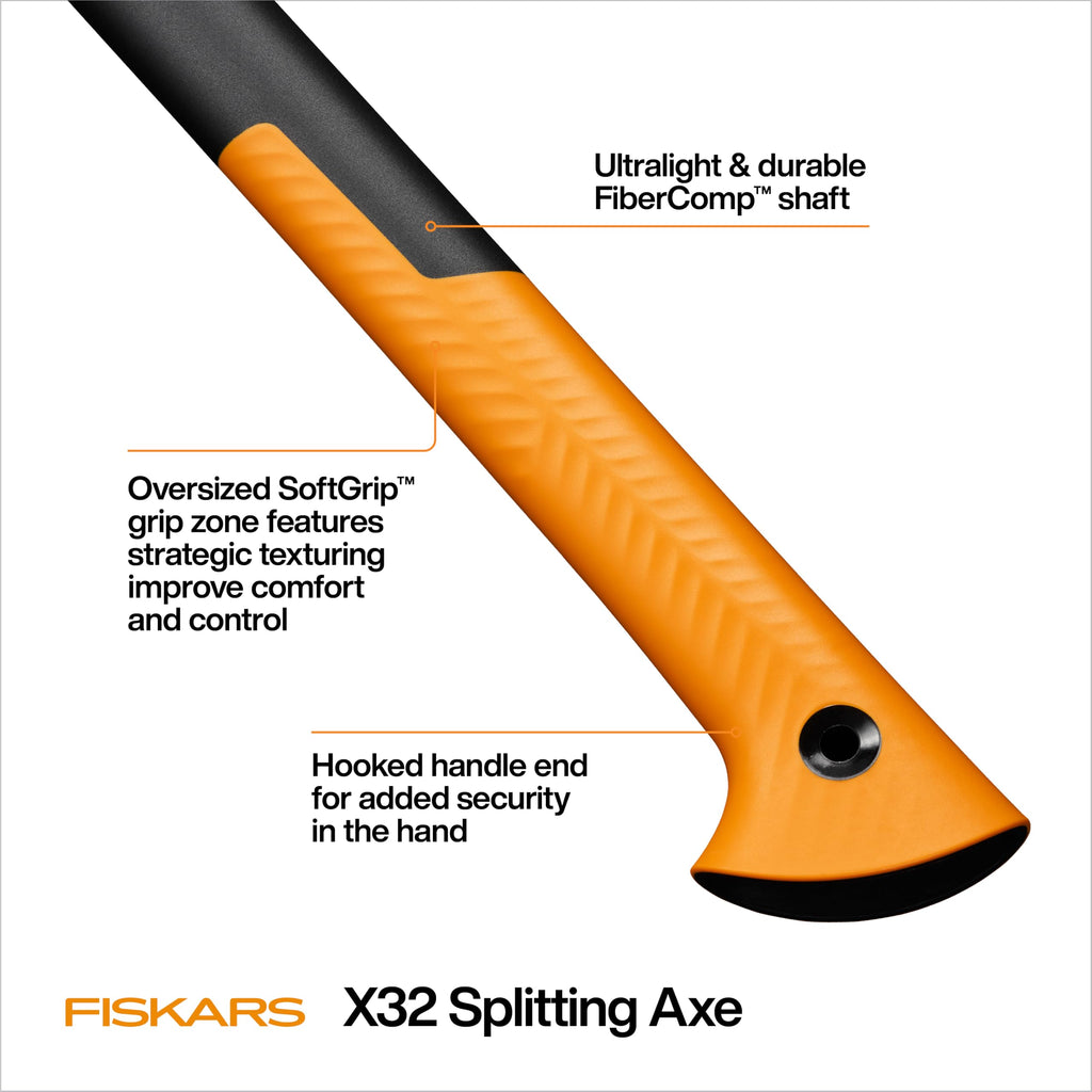 Fiskars X32 Splitting Axe 32", Splitter for Large Wood Logs & Firewood