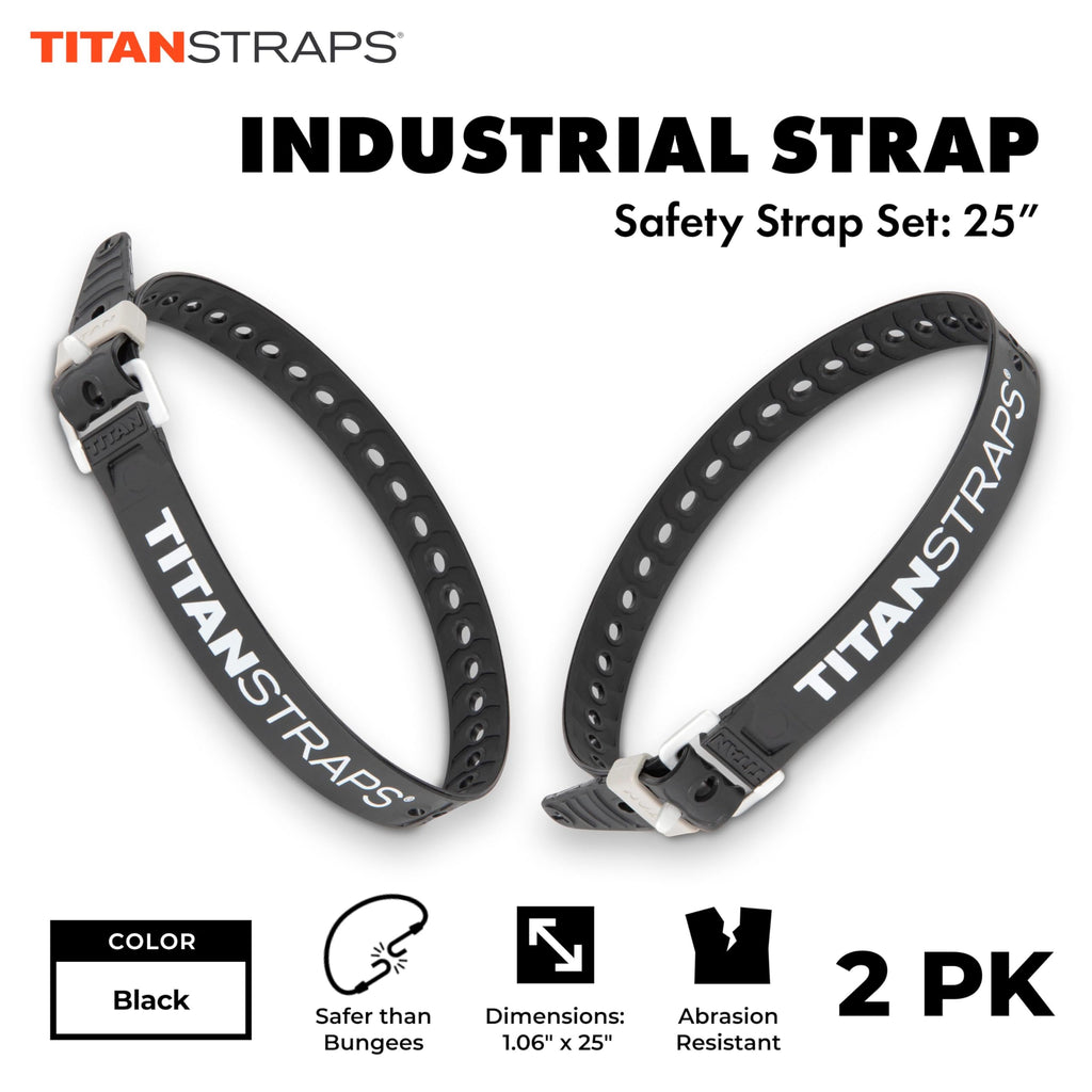 Titan Industrial Straps – Strong & Simple Tie-Downs for Construction (Welders, DIY Home) & 1st Responders – 3 Year Warranty, Batch Tested – 70 lb. Working Load, 25" Length, Safety Orange, 2-Pack