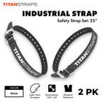 Titan Industrial Straps – Strong & Simple Tie-Downs for Construction (Welders, DIY Home) & 1st Responders – 3 Year Warranty, Batch Tested – 70 lb. Working Load, 25" Length, Safety Orange, 2-Pack