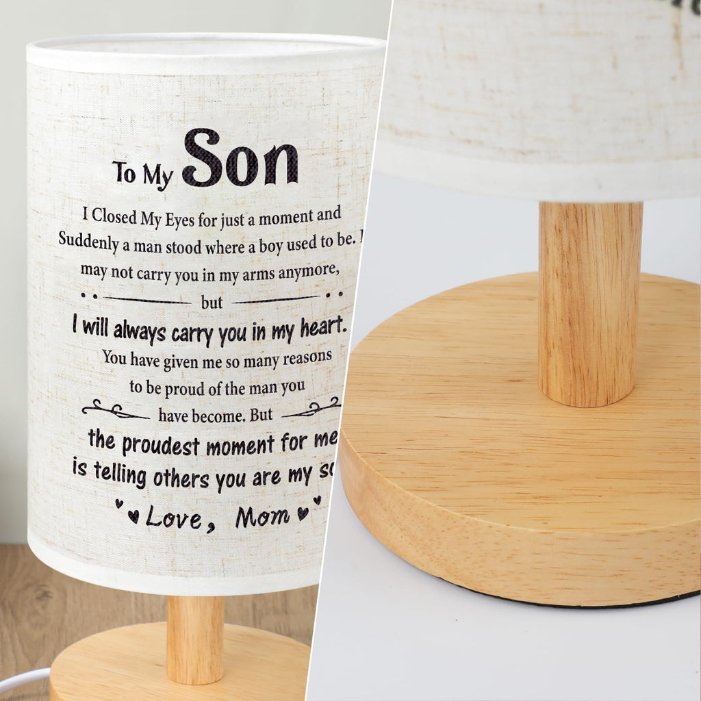 SOUHONEY Graduation Son Gifts from Mom, Desk Bedside Lamp Gifts for Son Birthday from Mom, Son Adult 18th 21st Birthday Gifts, Bedside Table Decor Lamp (Son02)