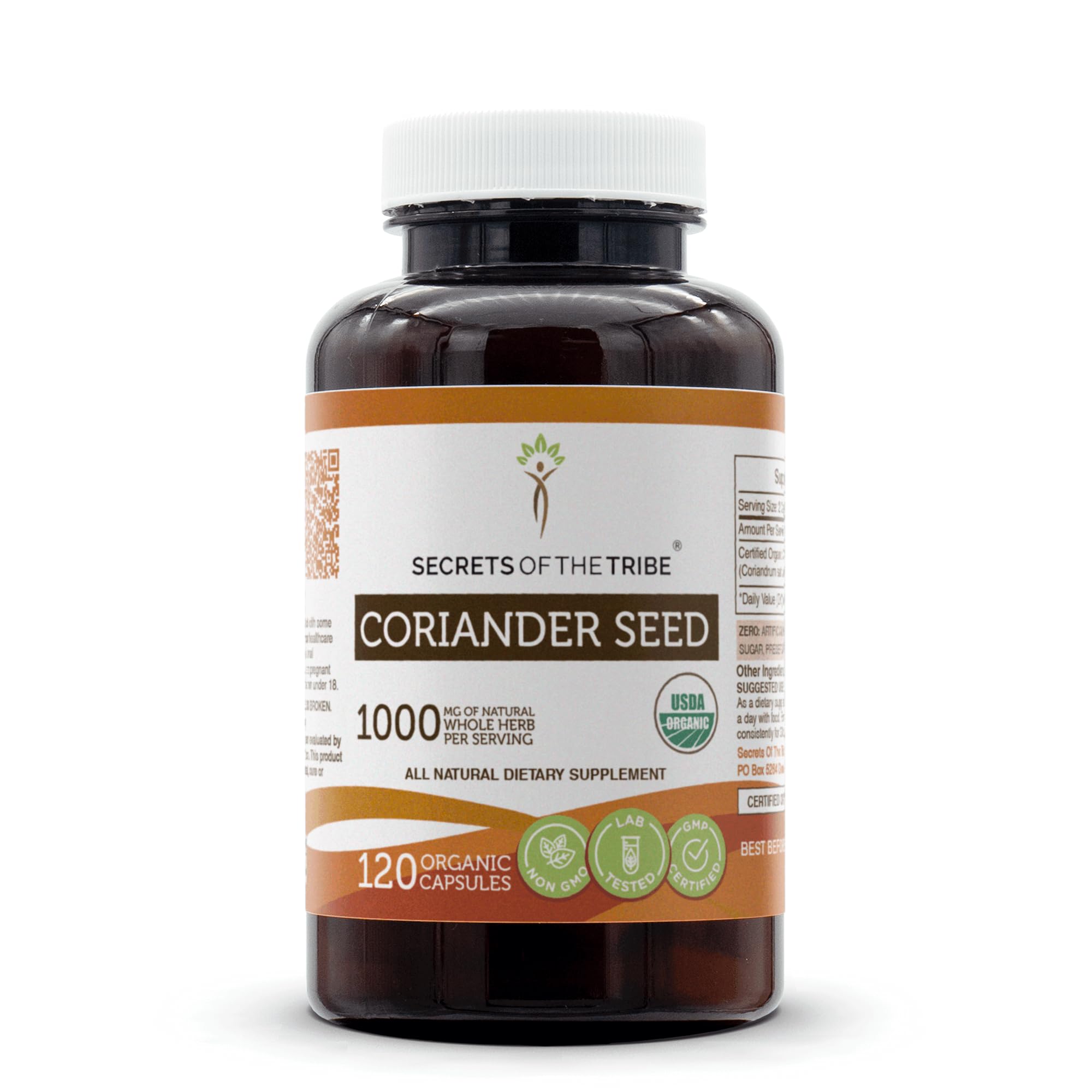Secrets of the Tribe Coriander Seed USDA Organic | Made with Vegetarian Capsules and Certified Organic Coriander Dried Seed (120 Capsules)