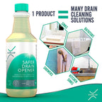 XionLab Safer, Greener Drain Clog Remover – Industrial-Strength Liquid Drain Cleaner for Hair & Grease – Septic Safe, Odorless, Biodegradable for Bathroom Sink, Bath Tub, & Shower Drain – 32 oz