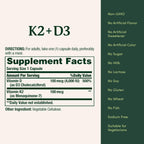 Nature’s Bounty Vitamin D3 K2 Supplement, 4000 IU Vitamin D3 plus 100 mcg of Vitamin K Supplements for Adults for Heart & Bone Health Support, 60 Day Supply, 60 Vegetarian Capsules