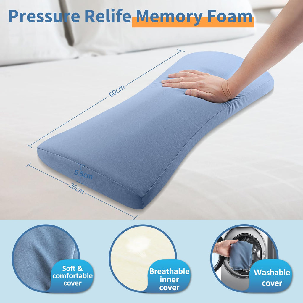 Lumbar Support Pillow for Bed Relief Back Pain: Lower Back Pillow for Sleeping - Memory Foam Waist Pillow - Back Wedge Bolster Pillow for Side, Back&Stomach Sleepers - Bed Rest Cushions for Car, Sofa