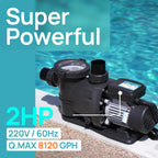 VIDAPOOL In/Above Ground Pool Pump Self Primming High Flow,Dark Grey