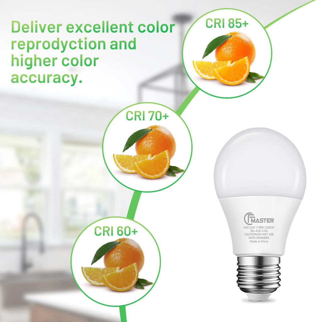 JIANGSILING A19 LED Light Bulb, 75W Equivalent LED Bulb, 11W 2700K Warm White, 1100 Lumens, Non-Dimmable Light Bulbs, CRI 85+, No Flicker E26 Base Bulbs for Home Office, 24-Pack