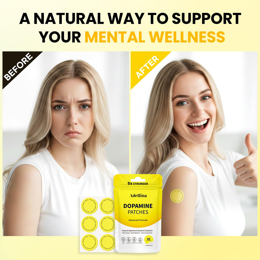 Adellina Dopamine Patches Extra Strength 60 Count: Mood Boost Patches for Daily Mental Wellness - Supports Dopamine & Serotonin Balance for Men Women, 2Months Pack