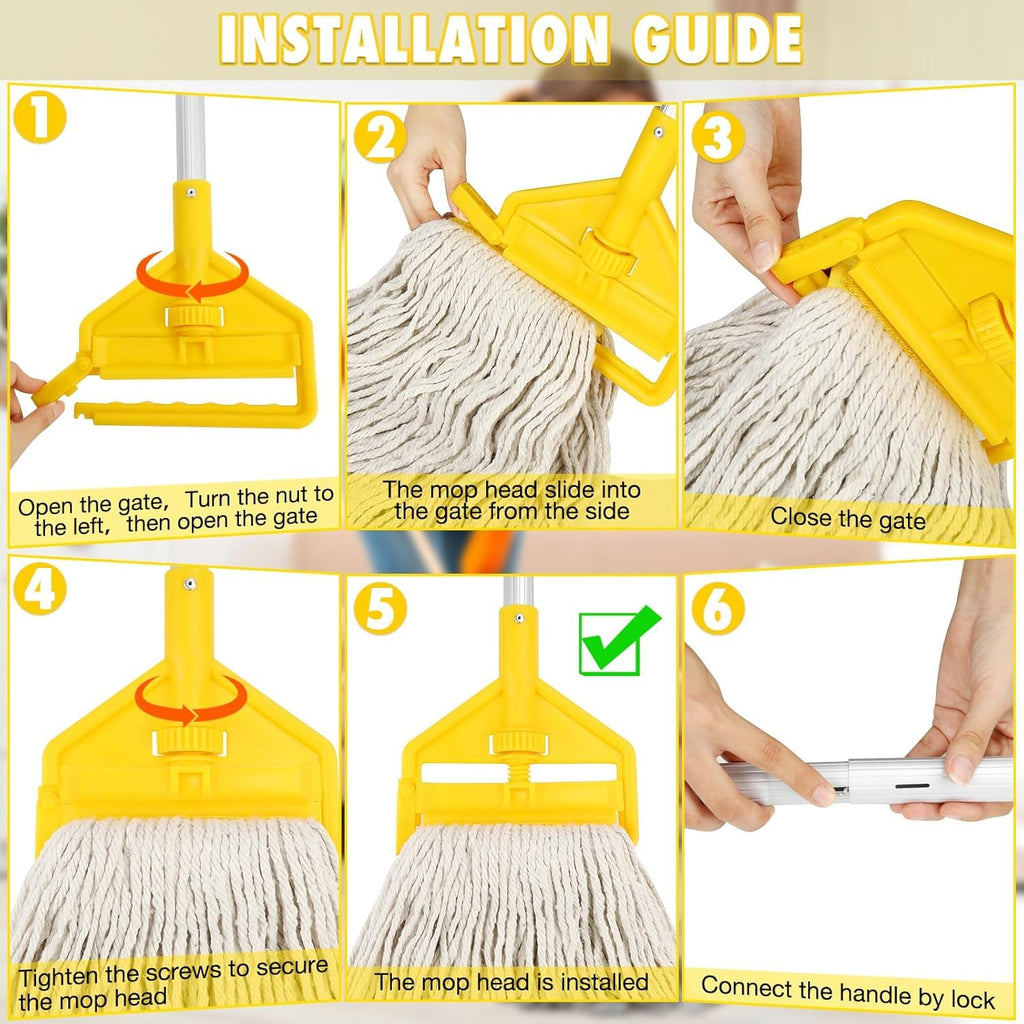 VOUBIEN Commercial Industrial Mop Heavy Duty with 3 Replacement Head