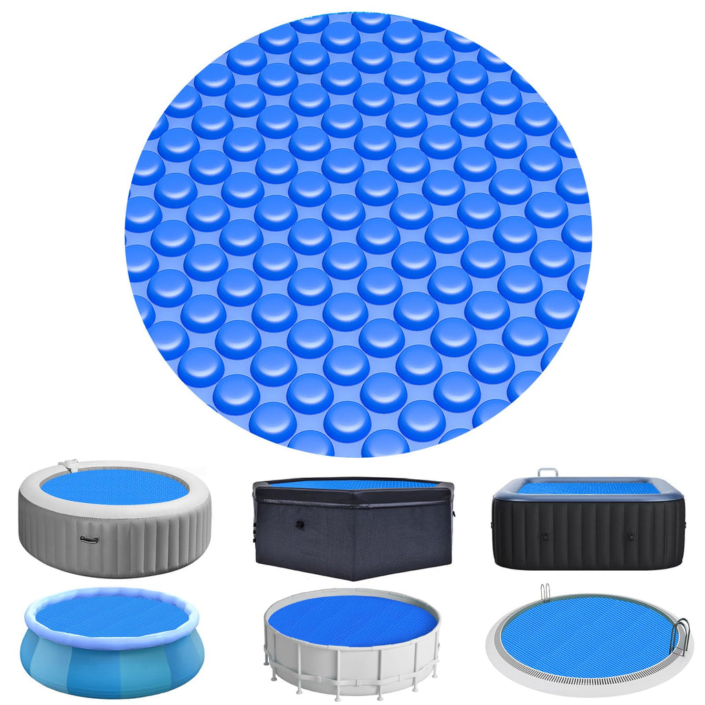 Evoio Solar Pool Cover 6 ft Round for Above Ground Inground Pools Bubble Wrap Covers for Hot Tub Spa Thermal Heating, 12 Mil Circle Blue Floating Blanket for 6-24 Foot Feet Diameter Swimming Pools