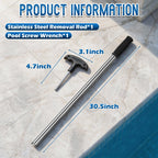 YUNVI Pool Cover Tool Set,30 1/2 inch Stainless Steel Pool Cover Rod with Hex Key,Swimming Pool Cover Installation and Removal Tool for Standard Pool Cover Anchors