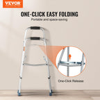 VEVOR Folding Hemi Walker, One Arm Folding Walker for Seniors with 6-Level Adjustable Height, Lightweight Aluminum | Side One-Hand Style Mobility Aid for Elderly Handicapped Disabled, Up to 350LBS
