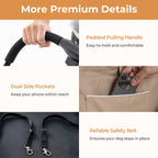 Giantex Double Dog Stroller for 2 Dogs, Detachable Carriers, Safety Belt, 4 Lockable Wheels, Pet Travel Carrier Strolling Cart, Folding Cat Stroller for Small Medium Pets Dogs (Beige)