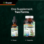 BIO KRAUTER® Perimenopause & Menopause Supplements for Women* - Vegan Motherwort Tincture 2 Fl.Oz 28-Day Supply for Natural Calm & Women's Wellness - Alcohol & Sugar Free - 650 mg per Serving