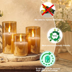 GenSwin Glass Rechargeable Flameless Candles Remote Battery Operated, Gold