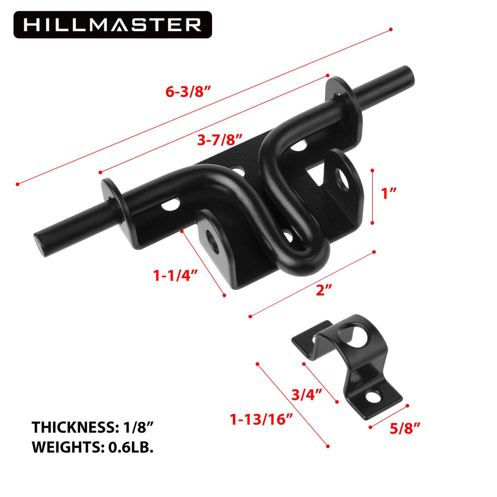 HILLMASTER Heavy Duty Slide Bolt Gate Latch with Padlock Hole, Sliding Bolt Gate Lock Door Latches Hardware for Wooden Fences Barn Doors, 2 Pack