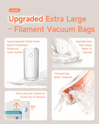 Filament Storage Bags with Auto Pump - Upgraded 20 Extra Large Filament Bags (14.9 * 13 inch) Plus 20 Desiccants and 5 Clips - Extra Large Filament Vacuum Bags Designed for Bambulab Reusable Spool