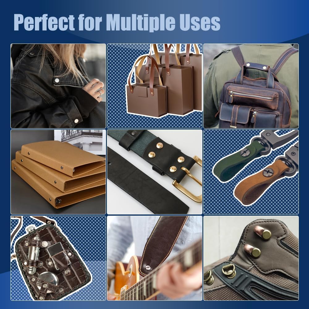ArcNascency 130 Sets Gunmetal Black Chicago Screws Leather Rivets Kit, 7 Sizes (M5*4,5,6,8,10,12,15) & 3 Screw Lengths (M4*3,4,5) for Belts, Bookbinding, DIY Leather