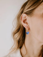 Handmade Murano Glass Heart Earrings for Women, Gold-Plated Drop Earrings, Lightweight Romantic Jewelry for Women, Anniversaries, Birthdays, Everyday Wear(Blue)