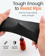 Protectmate 5 Mil Black Nitrile Gloves for Food Prep - Textured Food Prep Gloves - Food Handling Gloves Disposable Latex Free Gloves for Cooking, Catering, Food Service - Large (Box of 100)