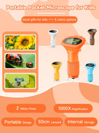 Acoath Microscope for Kids, 1000X Handheld Digital Miniscope with 2.0" Screen, Portable Pocket Microscope Education Toys Gifts for Age 3 4 5 6 7 8 9 10 Girls Boys
