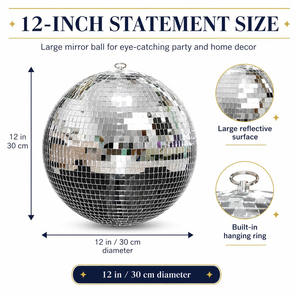 Youdepot 12-Inch Large Hanging Mirror Ball for Disco Party Decor