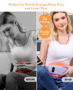 Portable Heating Pad for Period Cramps: Cordless Menstrual Heating Pad with 6 Heat Levels and 6 Massage Modes