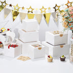 EQOREIIN Mini Cake Boxes 6 Inch with Window, 48 Set Bakery Boxes with Cake Boards & Stickers, Cupcake Box for Birthday, Party, Wedding, Mother's Day, Valentine's Day, Christmas（6x6x5 inch）