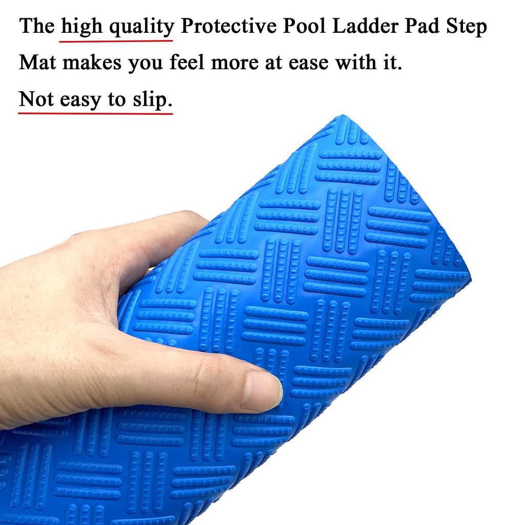 SKARUMMER Swimming Pool Ladder Mat - Protective Pool Ladder Pad Step Mat with Non-Slip Texture, Blue Medium Pool Step Mat 45 inch X 45 inch