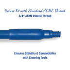 SPARTA 48" Fiberglass Replacement Handle with 3/4" Acme Thread Tip, Polyester Veil Reinforced, Hanging Cap, Commercial Cleaning, Blue